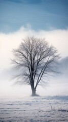 amazing winter landscape with fog and frosty trees in  Romania, Generative AI