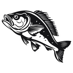 fish vector illustration silhouette laser cutting black and white shape