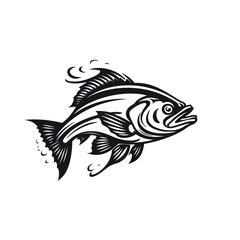 fish vector illustration silhouette laser cutting black and white shape