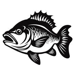 fish vector illustration silhouette laser cutting black and white shape