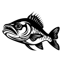 fish vector illustration silhouette laser cutting black and white shape