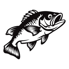 fish vector illustration silhouette laser cutting black and white shape