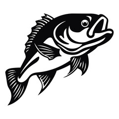 fish vector illustration silhouette laser cutting black and white shape