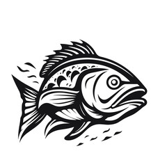 fish vector illustration silhouette laser cutting black and white shape