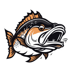 Obraz premium fish vector illustration silhouette laser cutting black and white shape
