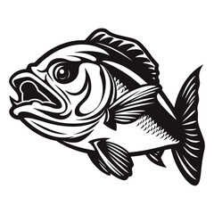 fish vector illustration silhouette laser cutting black and white shape