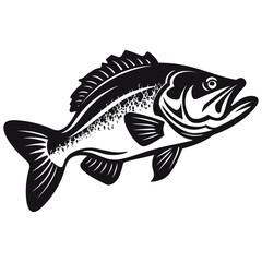 fish vector illustration silhouette laser cutting black and white shape