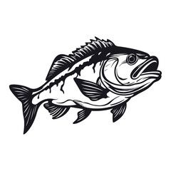 fish vector illustration silhouette laser cutting black and white shape
