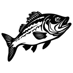 fish vector illustration silhouette laser cutting black and white shape