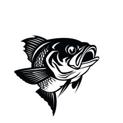 fish vector illustration silhouette laser cutting black and white shape