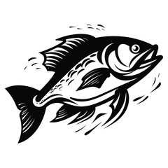 fish vector illustration silhouette laser cutting black and white shape