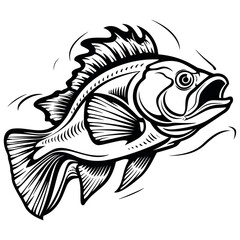 fish vector illustration silhouette laser cutting black and white shape
