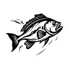 fish vector illustration silhouette laser cutting black and white shape