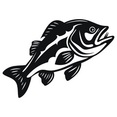 fish vector illustration silhouette laser cutting black and white shape