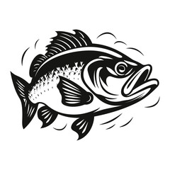 fish vector illustration silhouette laser cutting black and white shape