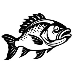 fish vector illustration silhouette laser cutting black and white shape