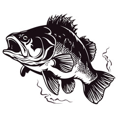 fish vector illustration silhouette laser cutting black and white shape