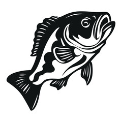 fish vector illustration silhouette laser cutting black and white shape