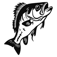 fish vector illustration silhouette laser cutting black and white shape