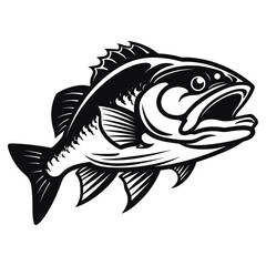 fish vector illustration silhouette laser cutting black and white shape