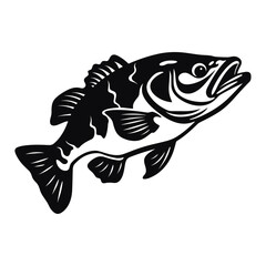 fish vector illustration silhouette laser cutting black and white shape