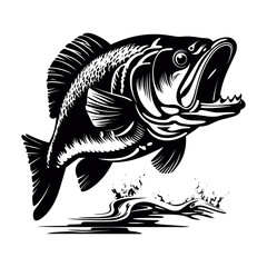 fish vector illustration silhouette laser cutting black and white shape