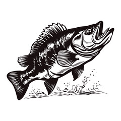 fish vector illustration silhouette laser cutting black and white shape
