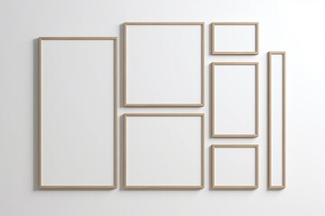 Gallery wall mockup, frames on the wall, minimalist frame mockup, Poster Mockup, Photo frame mockup, 3d render, Generative AI