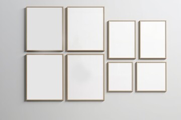 Gallery wall mockup, frames on the wall, minimalist frame mockup, Poster Mockup, Photo frame mockup, 3d render, Generative AI