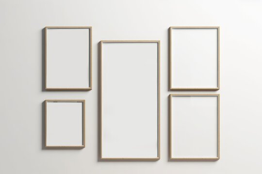 Gallery wall mockup, frames on the wall, minimalist frame mockup, Poster Mockup, Photo frame mockup, 3d render, Generative AI