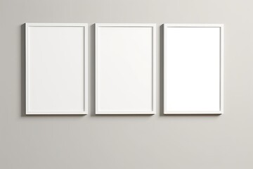 minimalist frame mockup, three vertical frames on the wall, 3d render, Generative AI