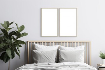 bedroom frame mockup, gallery frame mockup, Generative AI