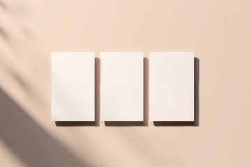 Three vertical cards mockup in boho, invitation mockup, greeting card on beige background, 3d render, Generative AI