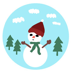 snowman and christmas tree