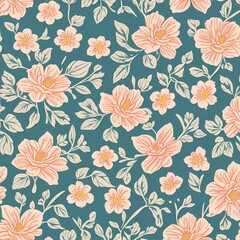 Fototapeta na wymiar beautiful floral flower seamless pattern background for premium product ai generated