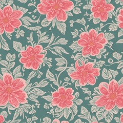 Obraz premium beautiful floral flower seamless pattern background for premium product ai generated