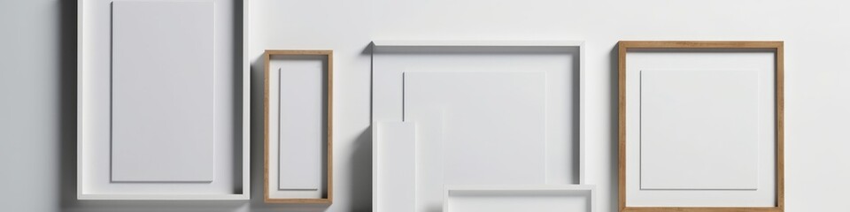 Banner Mockup with Frames, Gallery Wall Mockup, Poster Mockup, Frame Mockup Set, Photo Frame Mockup, 3d render, Generative AI