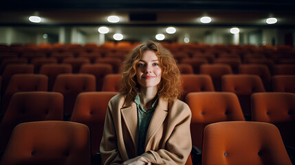 Woman sitting on a theater seat