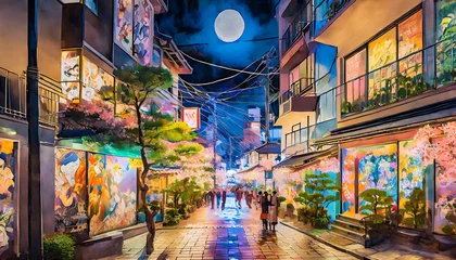 Foto op Canvas A night neon street at the downtown in Nakano Tokyo © kimberly