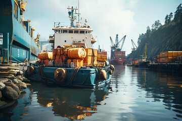 orange sea rescue boat at sea - Powered by Adobe