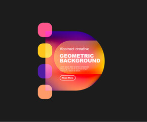 Round triangle and round square composition geometric background