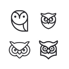 set of owl icon isolated on white