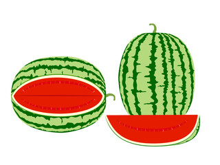 Red watermelon halved on a white background.