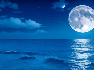 Fototapeta na wymiar full moon over the sea