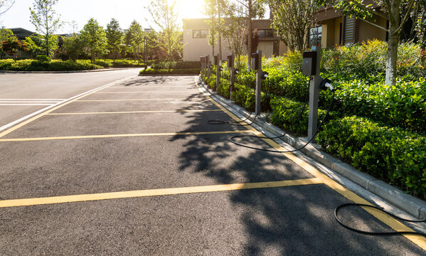 Electric Car Charging Station By The Road