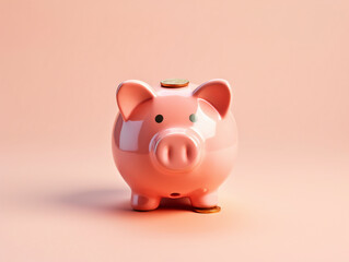 3D Render of Isolated Pink Piggy Bank Savings Money Payment Rich Investment Rich Deposit Dividends