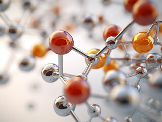 3D Render of Scientific Biology Science Molecular Structure Background Set of Atoms Connected Elements