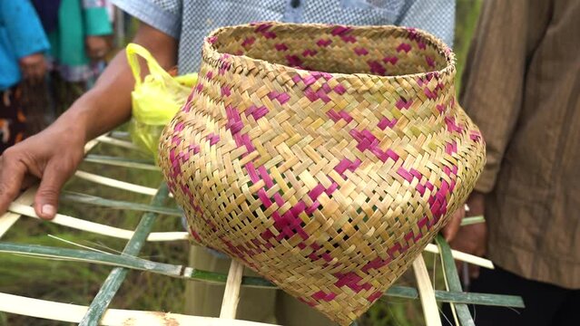 baskets made of purun grass. Lepironia articulata
