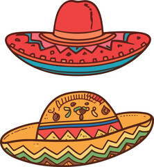 Mexican sombrero hat vector illustration isolated on white background.