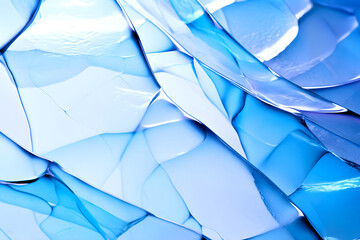 Blue Fragments - Glass Texture Art of Light and Shadow - Generative AI - obrazy, fototapety, plakaty